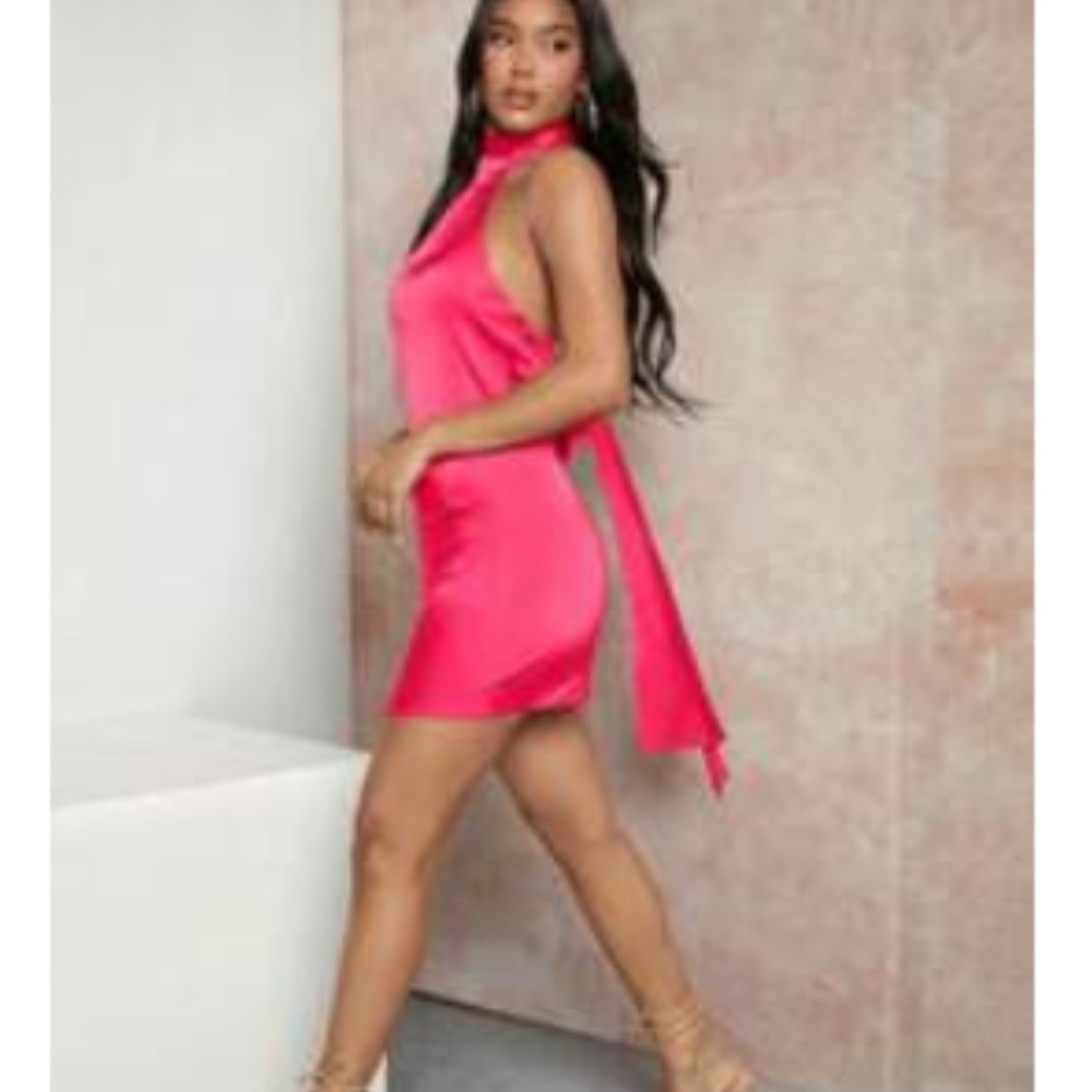 Hot pink satin dress